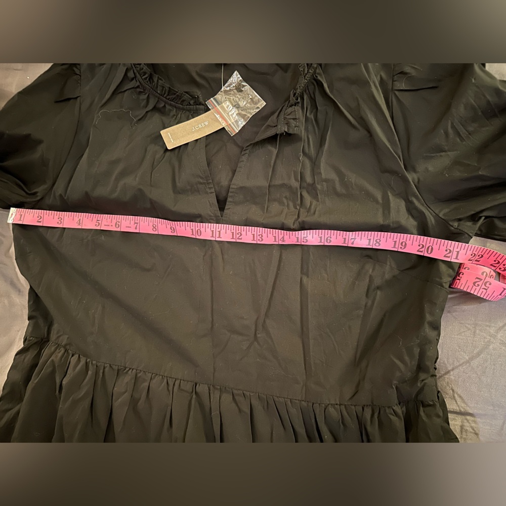 Sz large NWT J. Crew ruffle tiered popover dress black - Picture 14 of 16